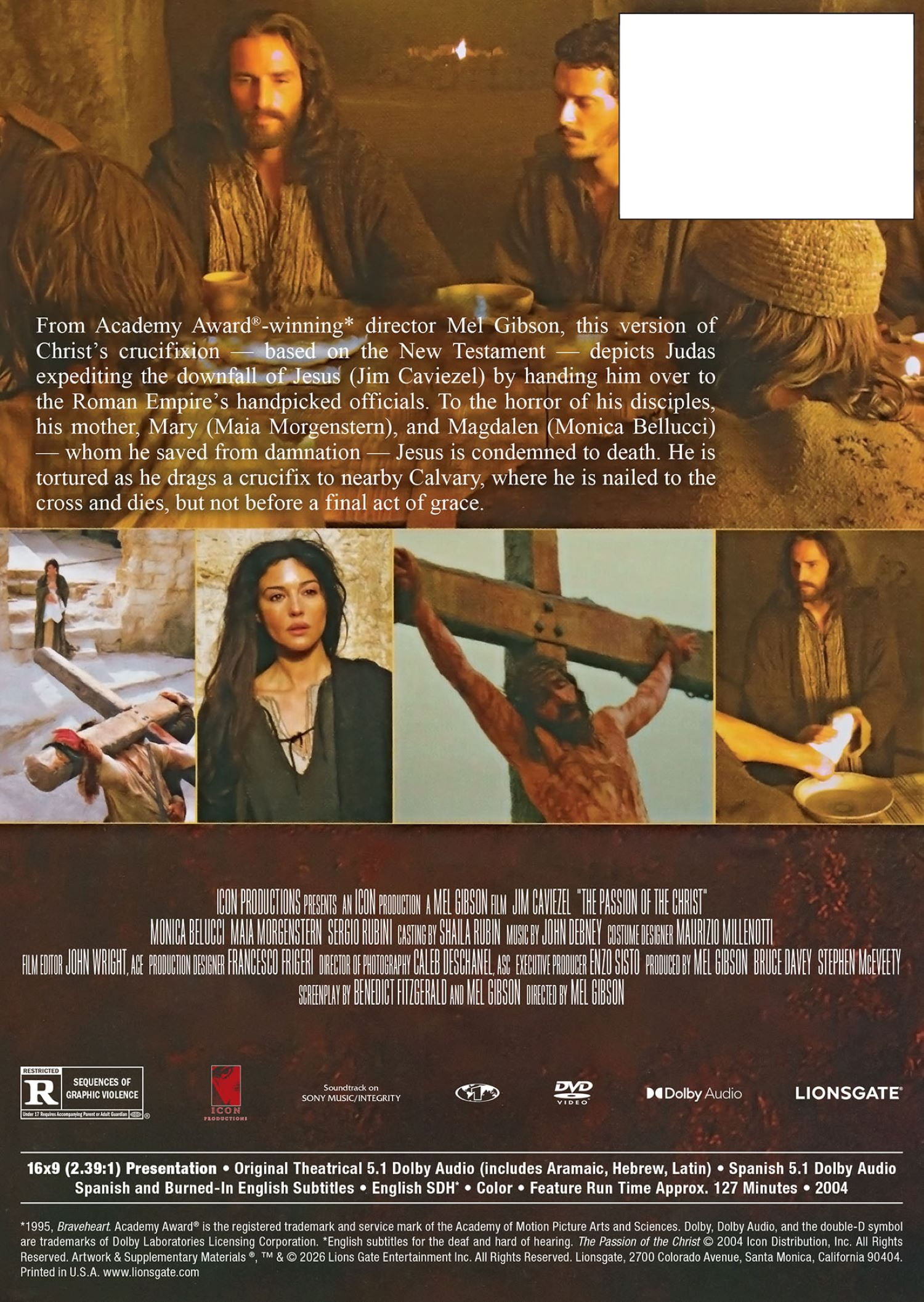 Lionsgate, Passion of the Christ, DVD, Final Hours of Jesus