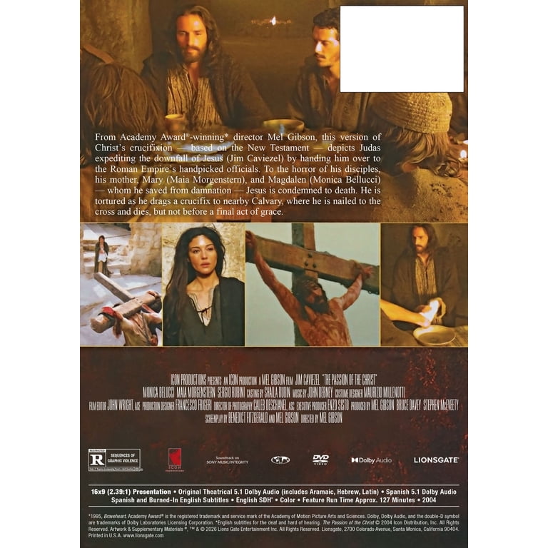 Lionsgate, Passion of the Christ, DVD, Final Hours of Jesus