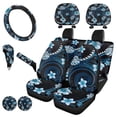thumbnail image 2 of Uorisanigo Blue Polynesian Car Front and Rear Cushion Covers Automotive Water Coaster Steering Wheel Cover Pillowcase for Cars Gear Lever Cover+Hand Brake Cover Thick 11-Piece, 2 of 7
