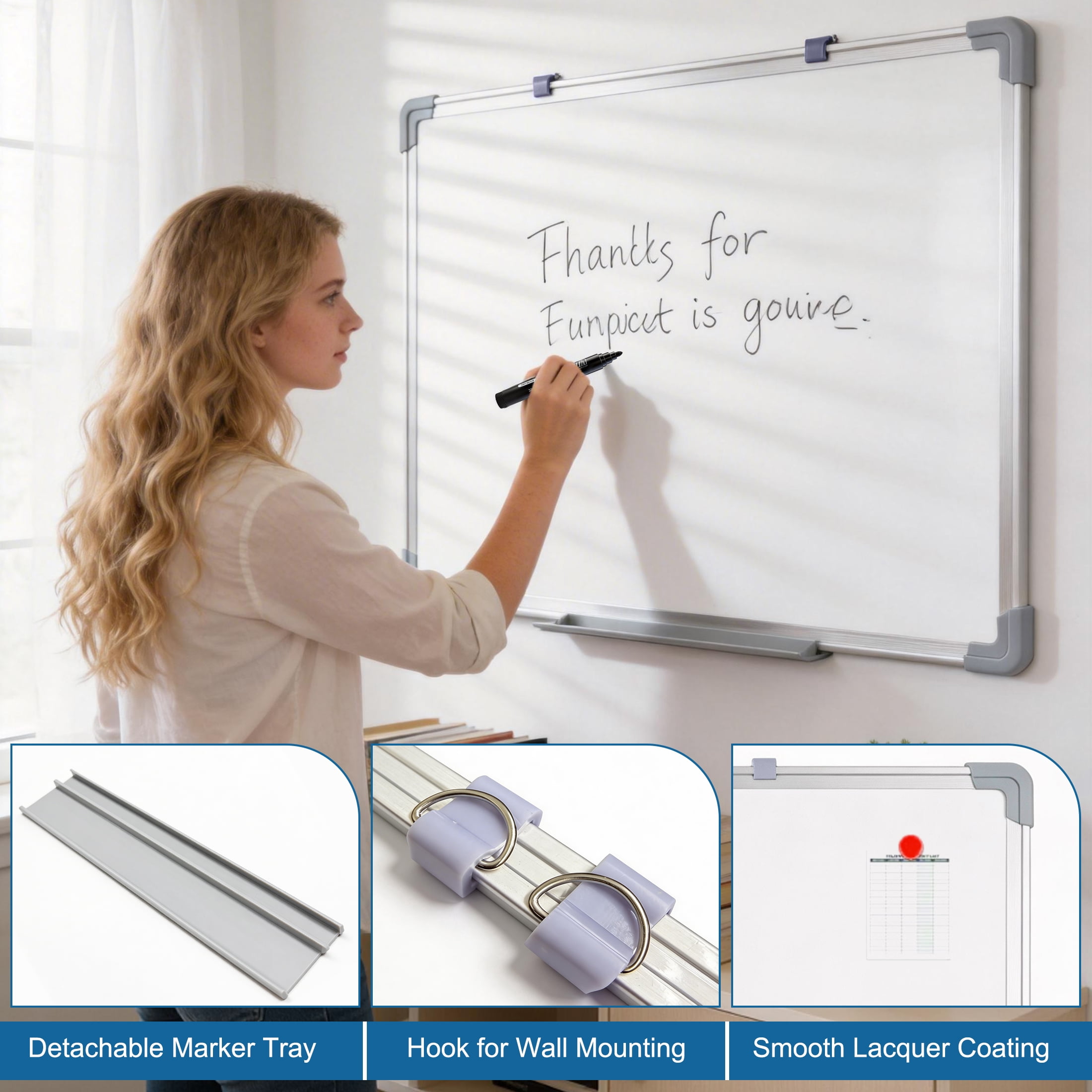GARITIN Magnetic Dry Erase Whiteboard & Chalkboard, 36" x 24" Double Sided Wall Mounted Board with Markers & Eraser for Home Office School Kitchen