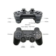 وحدة تحكم RetroFam 2Pack PS2 لاسلكية لوحدة تحكم ألعاب Playstation 2، باللون الأسود