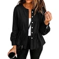 thumbnail image 6 of Dzrciro Demin Jacket for Women, Long Sleeve Round Neck Drawsting Wasit Button Cinching Lace Jean Coat, Casual Relaxed Demin Outerwear S‑2XL, 6 of 8