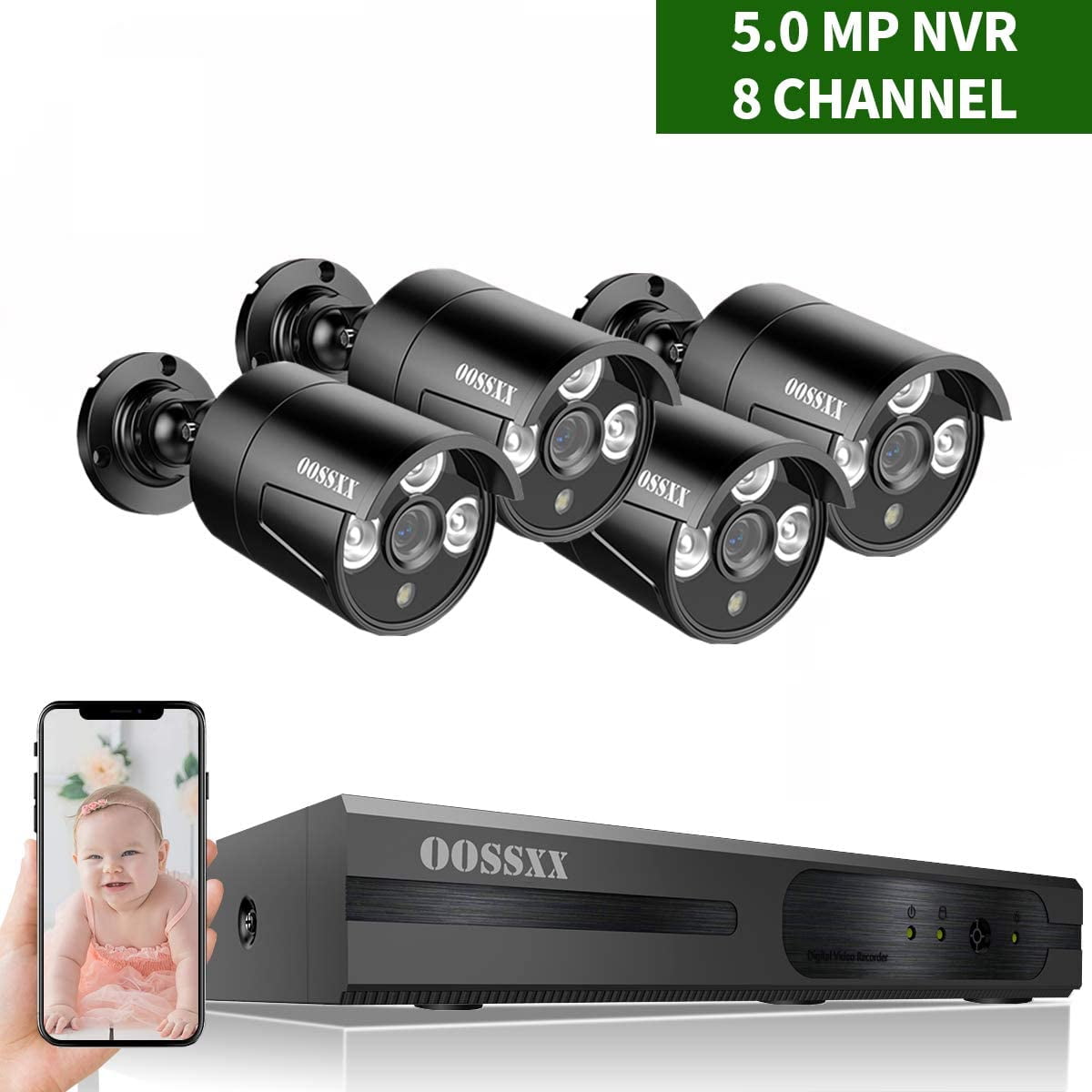 DVR Security Camera System, OOSSXX Indoor/Outdoor Video ...