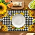 thumbnail image 3 of Buffalo Plaid Sunflower Placemats Set of 4, Yellow Floral Rustic Vintage Dining Table Place Mats Heat-Resistant Washable Linen Coasters for Seasonal Decoration 12x18 Inch, 3 of 6