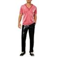 thumbnail image 2 of INSPIRE CHIC Glitter Sheer T-Shirt for Men's Shiny Tee V-Neck Short Sleeve Party See Through t Shirts XL Red, 2 of 5