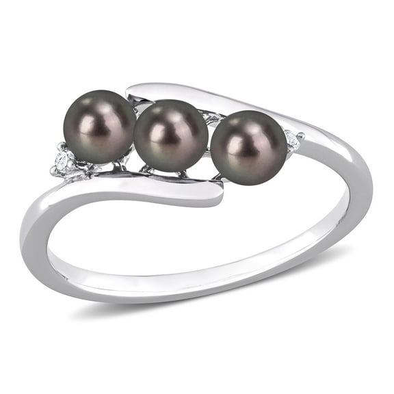 Everly Women's Cultured Pearl and Diamond Sterling Silver Ring