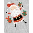 thumbnail image 2 of Cartoon Claus Santa Claus With Presents Youth Girl's Heather Gray Short Sleeve Crew Neck Tee-Large, 2 of 3