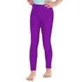 thumbnail image 3 of Linjinx Girls Athletic Leggings Kids High Waist Leggings Yoga Pants Leotards Gymnastic Sports Workout Purple 10, 3 of 6