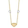 thumbnail image 1 of 14K Gold & Two Tone Silver Plated Polished 15 Heart with 2 In Extender Necklace, 1 of 1