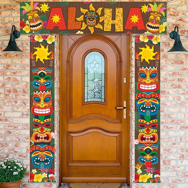 Pancarta de puerta, adorno para colgar en la pared, banderas de puerta, cartel de bienvenida, cartel de porche, fondo de fondo de selva de fiesta 1 pares Soledad Señal de puerta