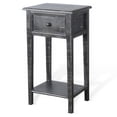 thumbnail image 2 of Rena Side End Table with 1 Drawer, 17 Inch Rustic Black Mahogany Wood, 2 of 5