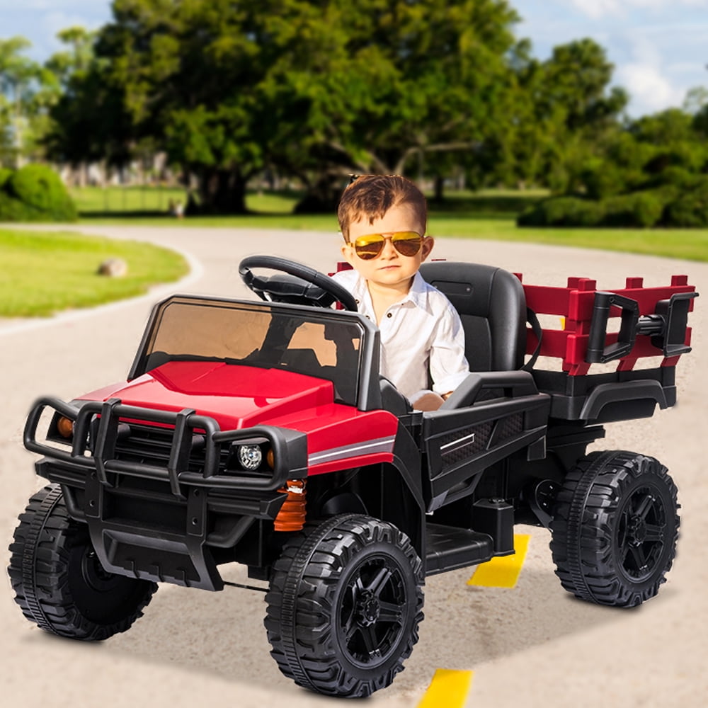 Kids Ride On Truck with Parents Remote, 4-Wheel Electric Ride on Cars Toy, Battery Remote RC