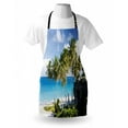 thumbnail image 3 of Travel Apron Caribbean Island Overlook with Palm Tree and Ocean Exotic Travel Destination Print, Unisex Kitchen Bib Apron with Adjustable Neck for Cooking Baking Gardening, Cream Blue, by Ambesonne, 3 of 3