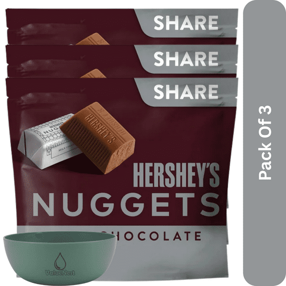 Hershey's Nuggets Milk Chocolate Candy,  10.2 oz Share Pack, With Olive Green Bowl By ValueNest