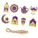 thumbnail image 5 of 8 piezas de adornos colgantes Eid para Ramadán, para bodas en el patio trasero violeta y oro, 5 of 7