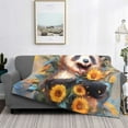 thumbnail image 2 of Naloa Elegant Cute Panda Sunflower Flannel Blankets - Thick and Warm Blanket for Winter, Soft Fuzzy Plush King Blanket for All Seasons40"x30", 2 of 6