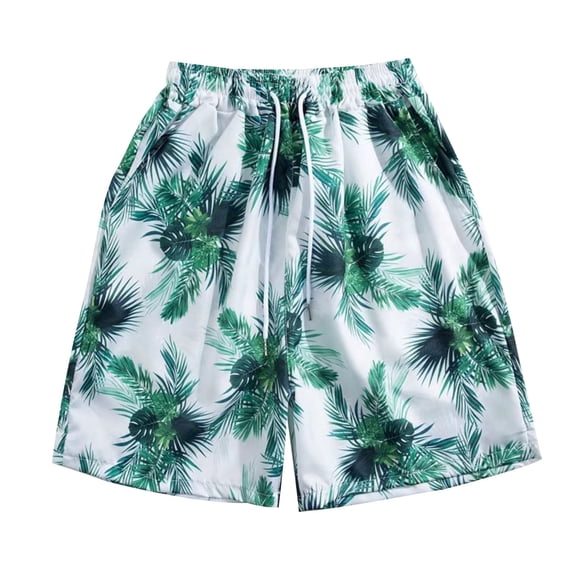 Big and Tall Mens Swim Trunks Loose Fit Stretch Palm Tree Leaf Shorts Swim Board Shorts Quick Dry