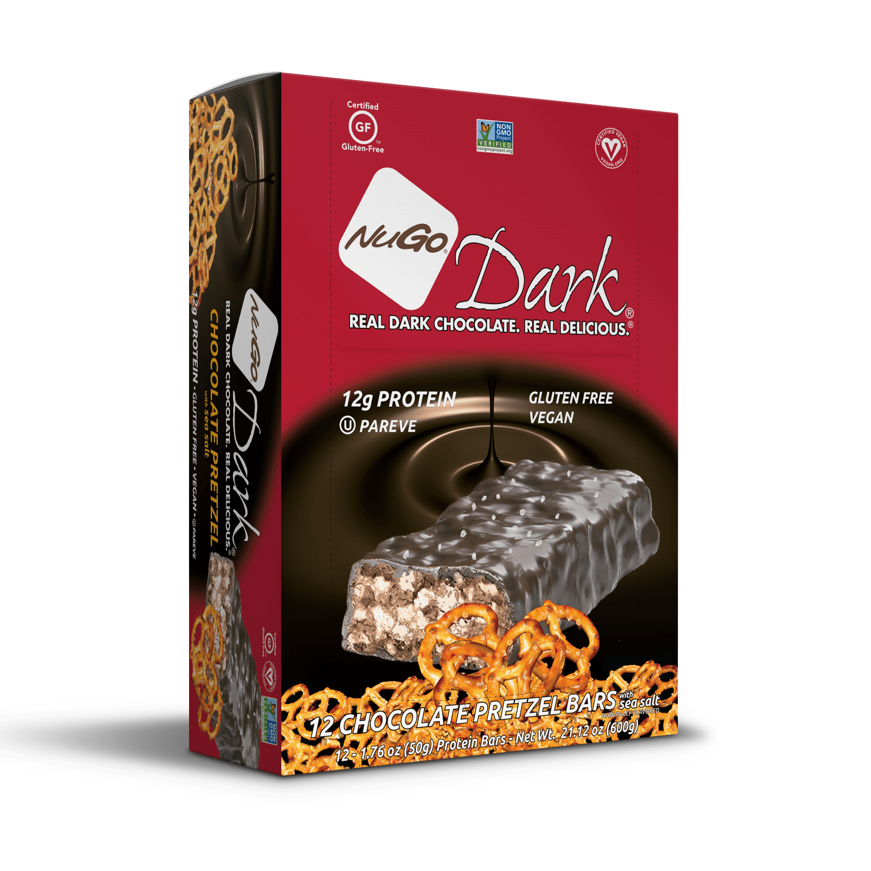 NuGo Dark Protein Bar, Chocolate Pretzel, 12g Protein, 12 ct