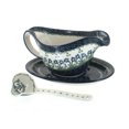 thumbnail image 3 of Blue Rose Polish Pottery Blue Posy Gravy Boat & Ladle, 3 of 4