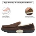 thumbnail image 3 of WOTTE Mens Slippers Cozy Fuzzy Plaid Moccian House Shoe with Memory Foam & Rubber Sole Slip on Indoor Outdoor, Coffee Size 9, 3 of 7
