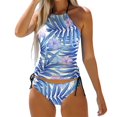 thumbnail image 1 of WEAIXIMIUNG Women's Plus Size Swimsuits Women's Swimwear Tankini 2 Piece Normal Swimsuit Backless 2 Piece Printing Adjustable Print Color Padded Strap Bathing Suits Sexy Vacation Beach Wear XL, 1 of 4
