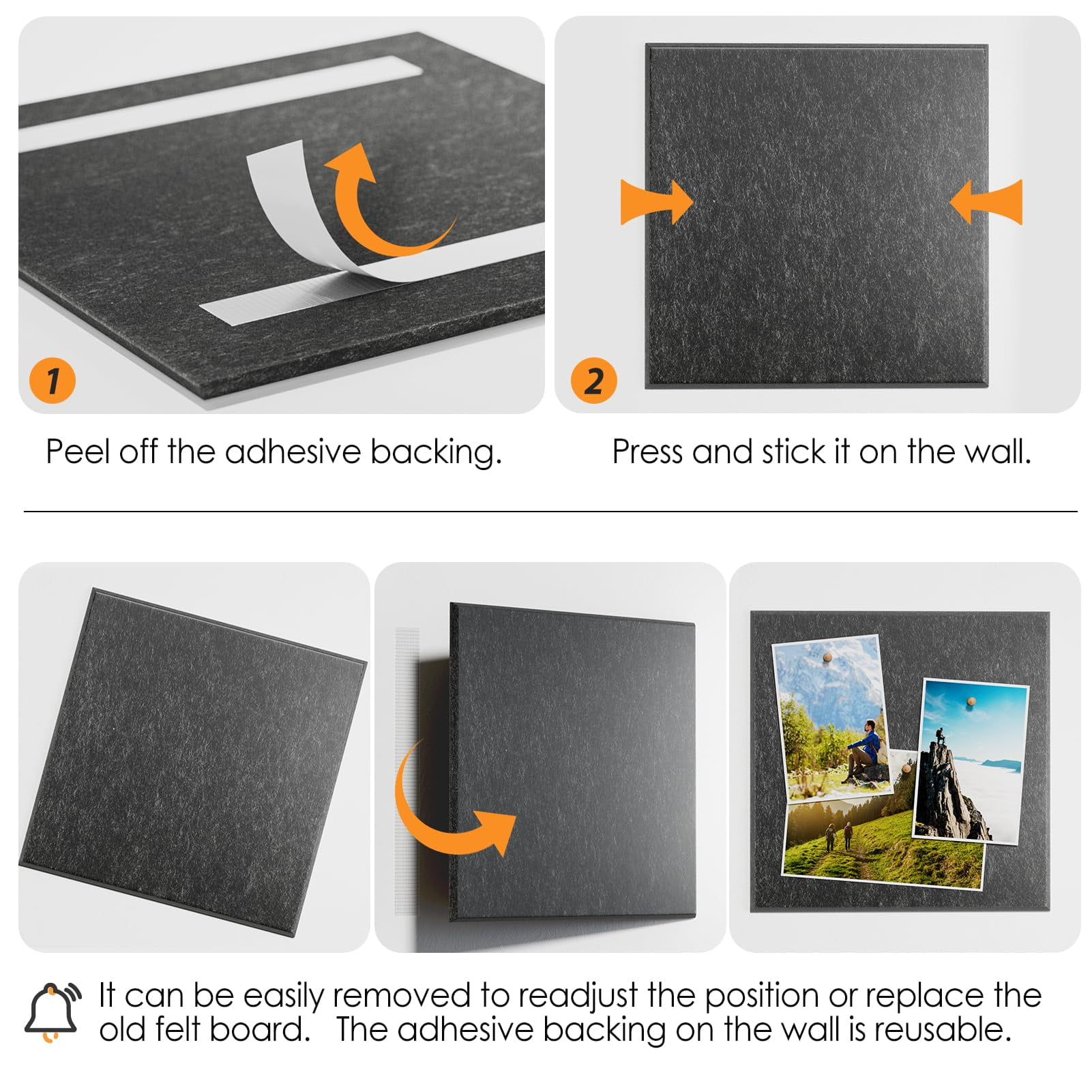 MaxGear Large Cork Board for Wall 48" x 36", 12 Pack Felt Wall Tiles with Pushpins, Dark Gray Bulletin Board, Pin Board Tack Board for Office, Home, Decoration