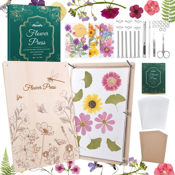 Kit de prensado de flores Aboofx de madera de 5 capas, 17 x 30 cm, para manualidades