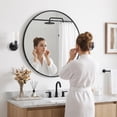 thumbnail image 2 of JIOABL 28 Inch Round Mirror, Metal Frame Wall Mirror for Entryway, Bathroom, Vanity, Living Room, Modern Circular Mirro, Black, 2 of 7