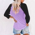 thumbnail image 4 of Plebaso Chemises à Manches 3/4 pour Femmes Col Rond Tops à Blocs de Couleur Décontractés Amples Blouses pour Femmes, 4 of 4