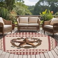 thumbnail image 4 of Round Rugs 5Ft, Western Texas Star Vintage Round Area Rug Washable Indoor Throw Carpet, Rustic Wreath Red Beige Plaid Soft Non Slip Circle Rug for Cabinet Bathroom Home Decor Aesthetic, 4 of 8