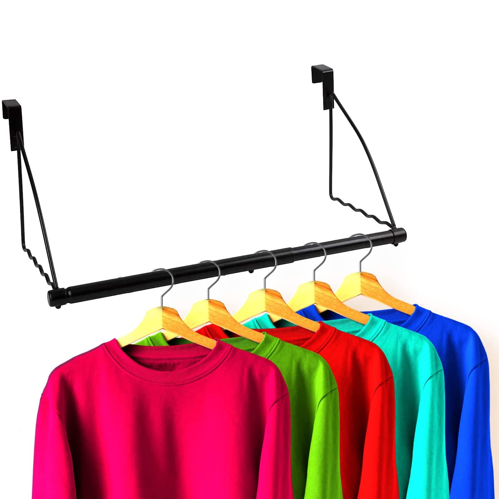 HOLDN’ STORAGE Over the Door Hooks - Door Rack Hangers for Clothes - Bathroom Over Door Hooks for Hanging Clothes & Towels - Over the Door Clothes Drying Rack. Black