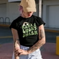 thumbnail image 2 of Distressed Mama's Lucky Charm, Retro Groovy Wavy Text St. Patrick's Day Art Merch Gift, Military Green T-Shirt, Medium, 2 of 5