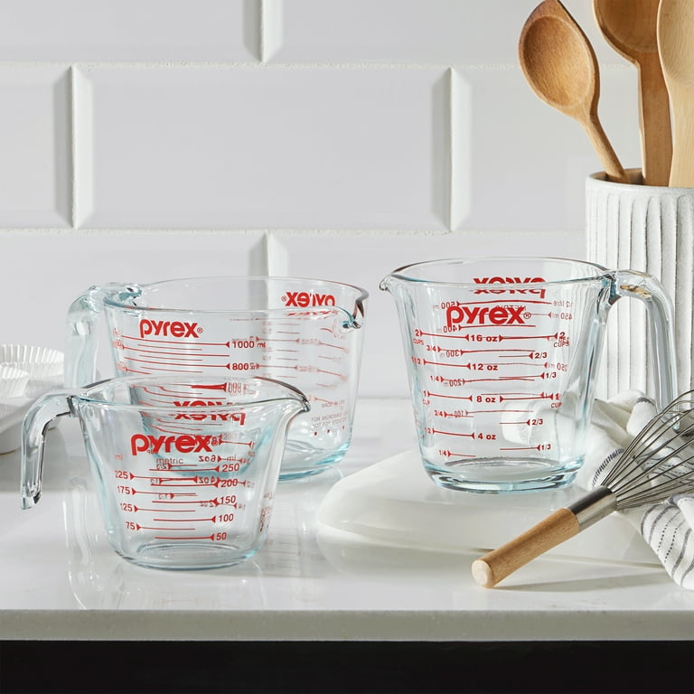 Pyrex, Glass Measuring Cup Set, 3pc, includes 4, 2 and 1 cup sizes