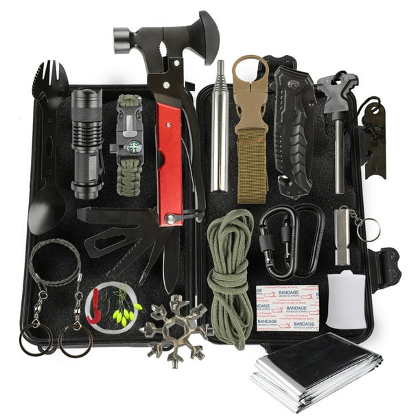 Emergency Survival Kit, 22 in 1 Professional Survival Gear Equipment Tools First  Aid Supplies for SOS Emergency Tactical Hiking Hunting Disaster Camping  Adventures