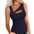 thumbnail image 2 of Otvok Summer Womens Solid Color U-Neck Slim Fit Vest Round Neck Sleeveless Tank Top, 2 of 6