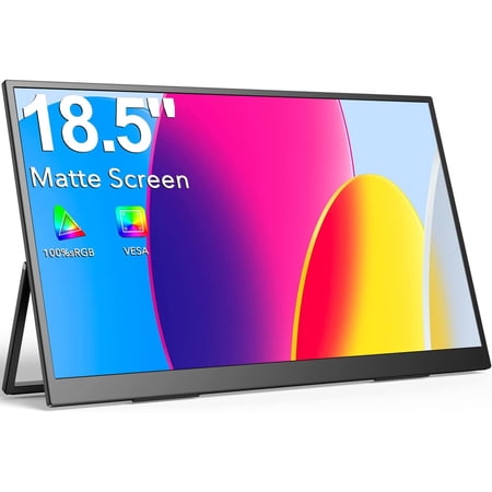 UPERFECT Portable Monitor 18.5 inch 100% sRGB 1080P with VESA & Stand 180° Adjustable Ultra-Slim & Lightweight Frameless FHD FreeSync IPS HDR Gaming Display  Travel Second Monitor for Laptop
