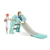 KINSUITE 3 in 1 Toddler Slide Kids Climbe Slide Set with Basketball Hoop Green