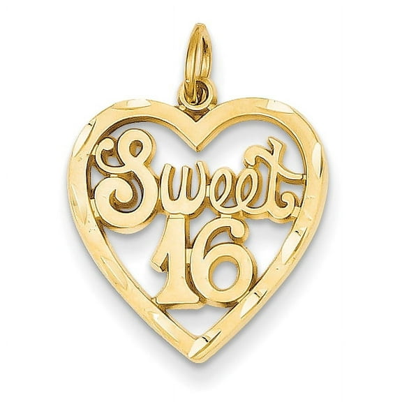 14k Yellow Gold Sweet 16 in A Heart Charm
