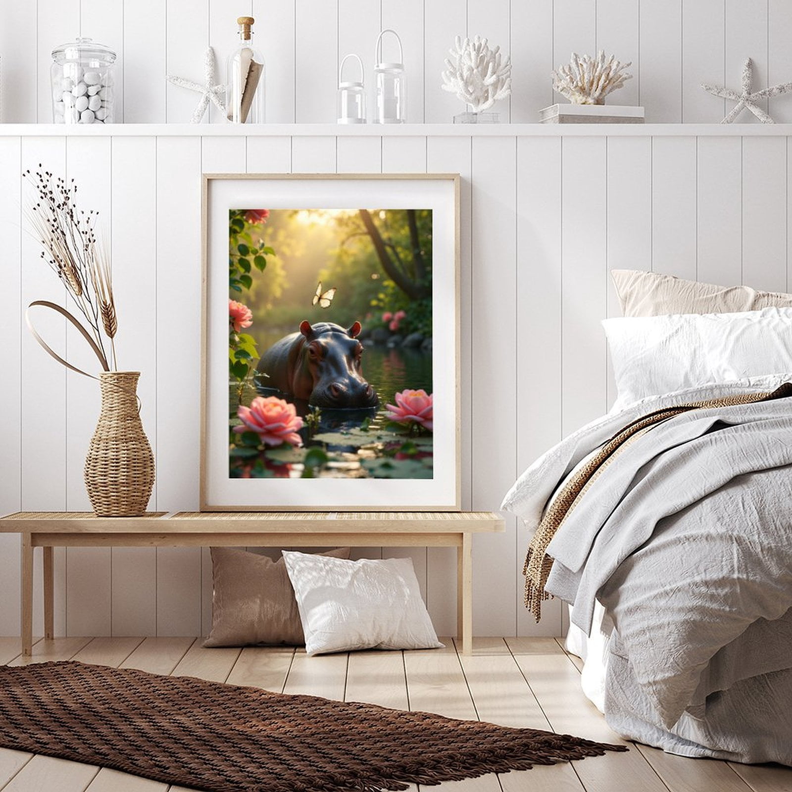 Diamond Art Kits for Adults - 5d Hippo Serenity Pond Butterfly Blossom Diamond Painting for Adults, Diamond Art for Adults Beginners, Diamond Painting Kits for Adults for Home Wall Decor