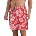 thumbnail image 2 of Disketp Men'S Swim Trunks Hawaiian Breathable Surf Beach Swimsuits Mesh Lining Beach Shorts With Pockets-Red Hibiscus Flower, 2 of 9