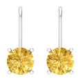 thumbnail image 3 of Clara Pucci 2 ct Brilliant Round Cut Drop Dangle VVS1 Genuine Conflict free Yellow Zircon Solid 18K White Gold Designer Everyday Earrings Lever Back, 3 of 5