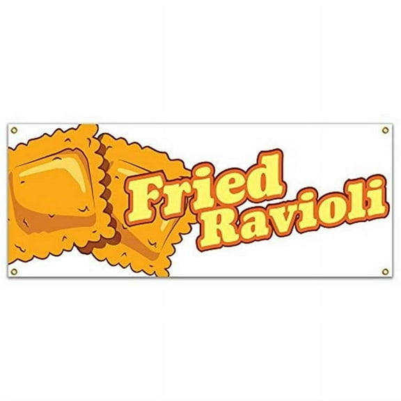 48 in. Fried Ravioli Banner with Concession Stand Food Truck Single Sided