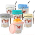 thumbnail image 1 of 16oz Overnight Oats Jar,6 pack Glass Jars with Airtight Lids,Reusable Wide Mouth Mason Jars,Glass Food Storage Containers for Meal Prep, Snacks & Yogurt, 1 of 7