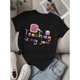 thumbnail image 3 of 【New Arrival】Teaching Is My Jam Cute Toast Jam Jar Cartoon Graphic T-Shirt, Unisex Cotton Crew Neck Funny Teacher Casual Tee, Back To School Educator Gift, 3 of 7