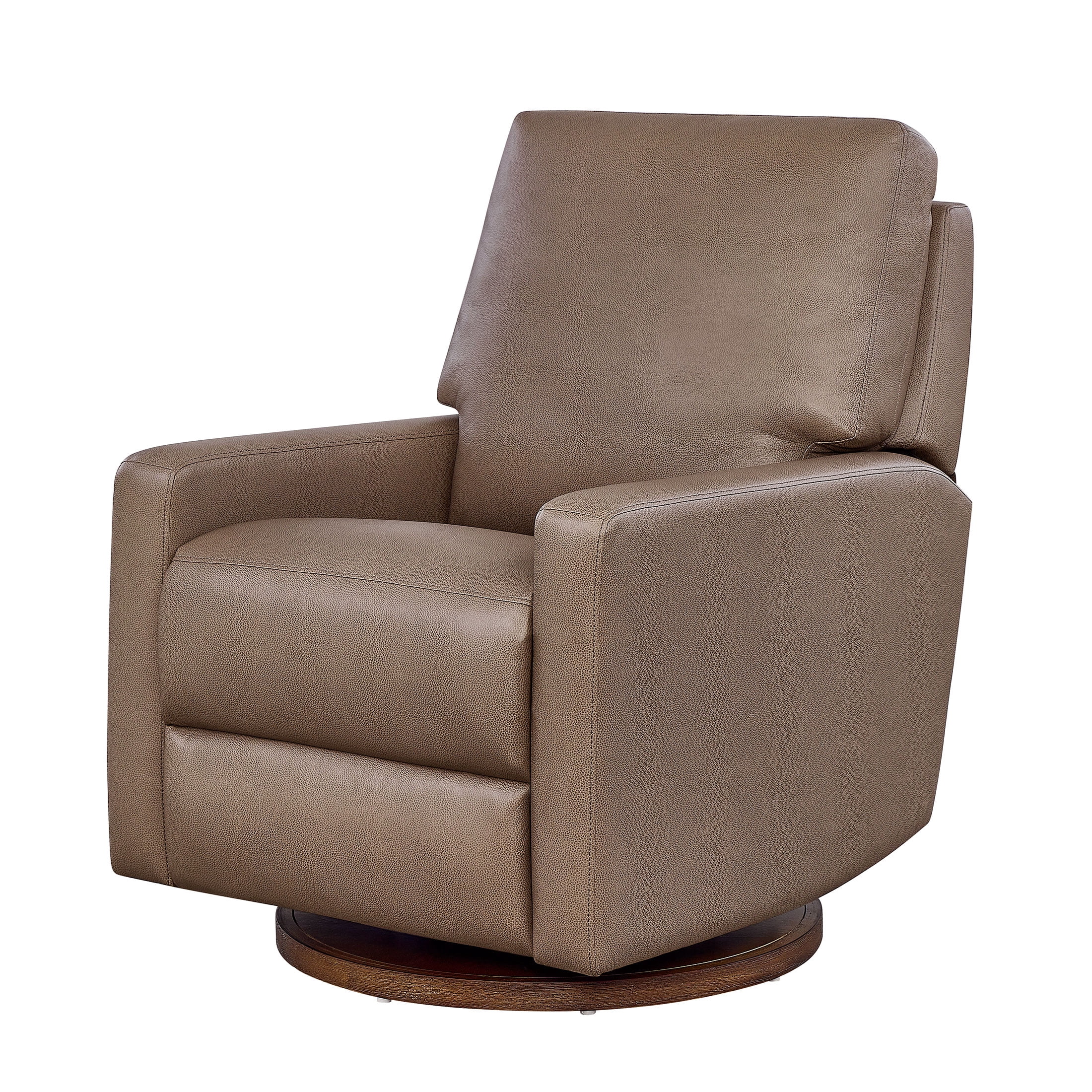 Better Homes & Gardens Modern Farmhouse Swivel Glider Recliner, Taupe Faux Leather