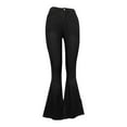 thumbnail image 4 of Olyvenn Sales Women's Plus Size Casual Denim Pants Stretchy Bell Bottoms Jeans Solid Color Lightweight High Waist Gifts for Trendy Girls Love Black 4, 4 of 7