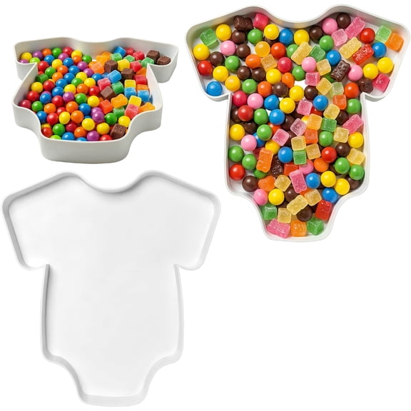 Plastic Baby Onesie Charcuterie Tray, Fillable Snack Board for Candy, Fruit and Desserts, Reusable Party Food Display
