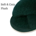 thumbnail image 3 of Litfun Women's Fuzzy Slippers Plush Cross Band Open Toe House Thick Sole Slippers, Green, Size 7-8, 3 of 7