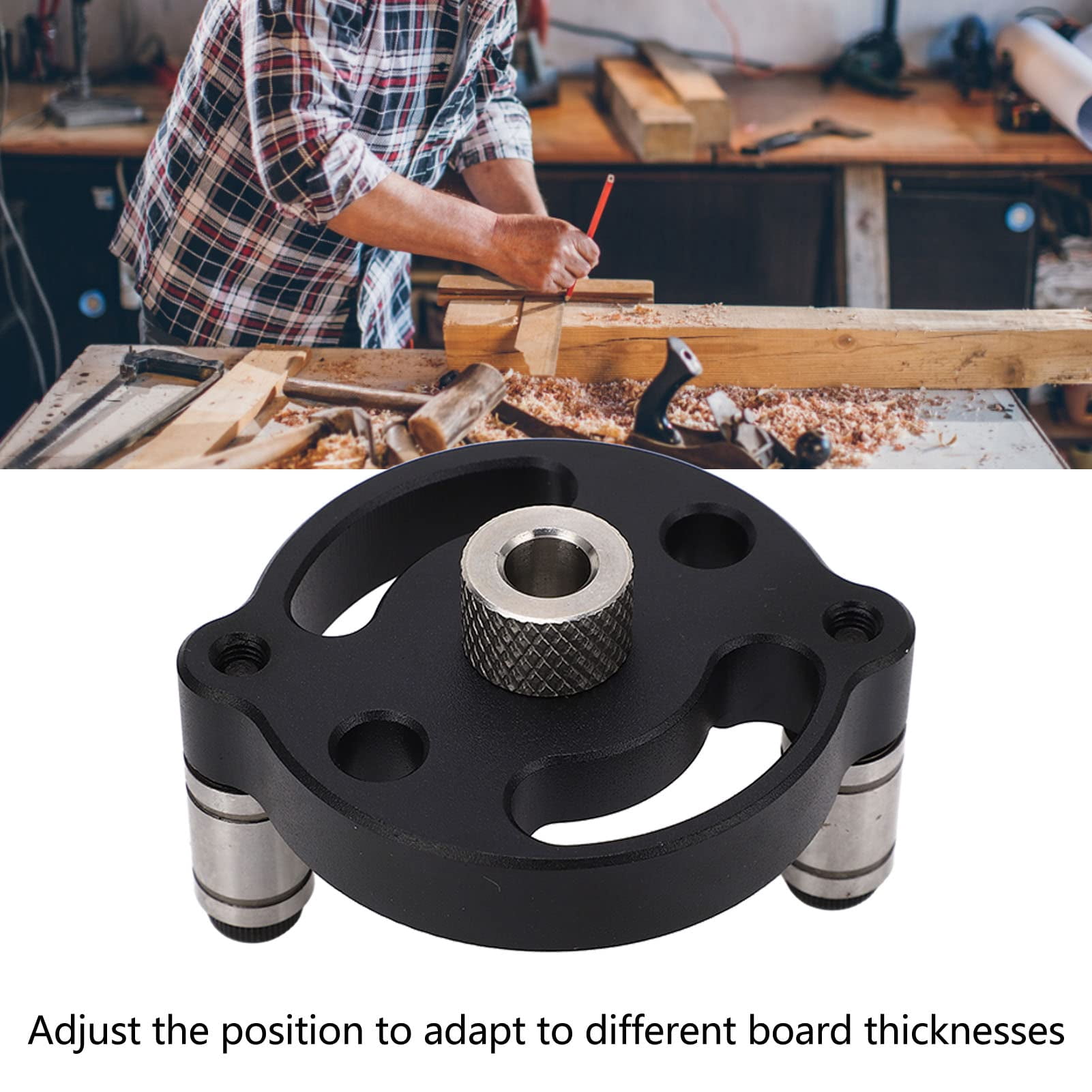 Self Centering Doweling Jig Woodworking Hole Drill Positioner Locator Self Adaptive Round Hole Punch Locator Set with Drill Bushings