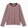 thumbnail image 5 of Hvogkswy Long Sleeve Shirts for Women Trendy Crewneck Cropped Striped T Shirt Loose Casual Pullover Blouses, 5 of 7